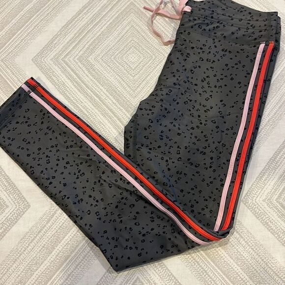 The Upside Women’s Olive Green Animal Print with Side Stripes Leggings - Picture 1 of 7